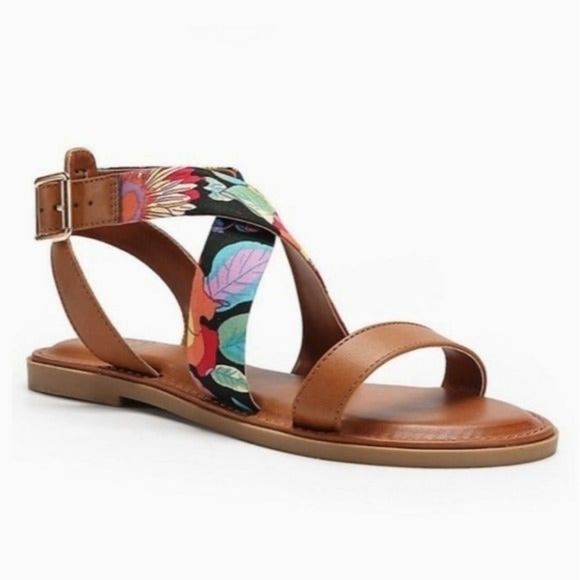 DOLCE by MOJO MOXY Tropic Breezes Vegan Leather Strappy Flat Sandals Sz 7.5 - Picture 1 of 17